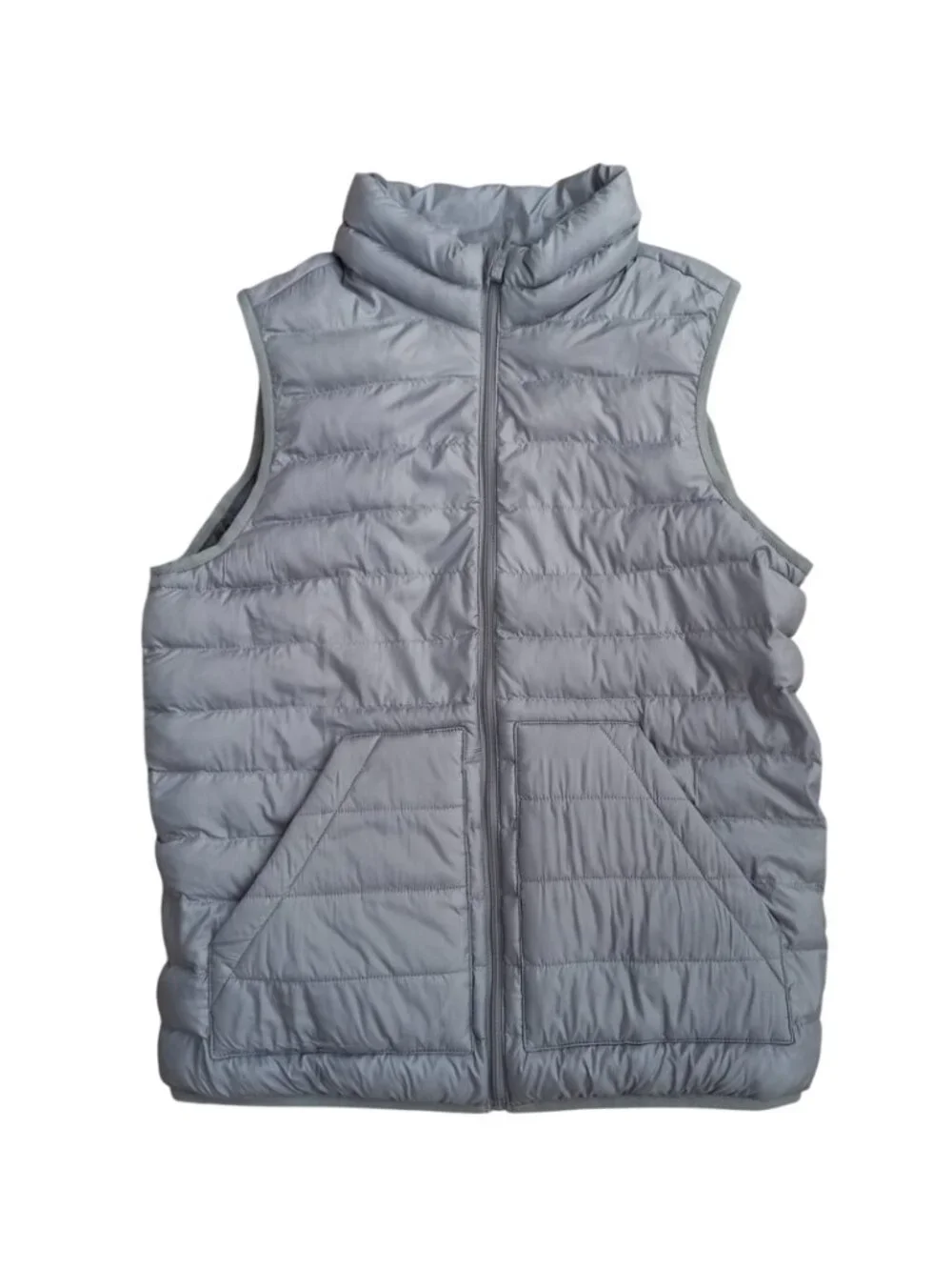 Uniqlo Kids Gray Ultra Light Down Puffer Vest - Full Zip Gilet, Size 12